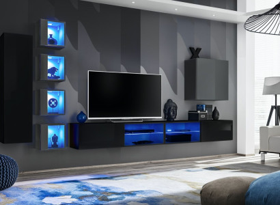Living room furniture new Wall unit 320cm 6xHänge Wardrobe Furnishings Luxury Wall Shelf
